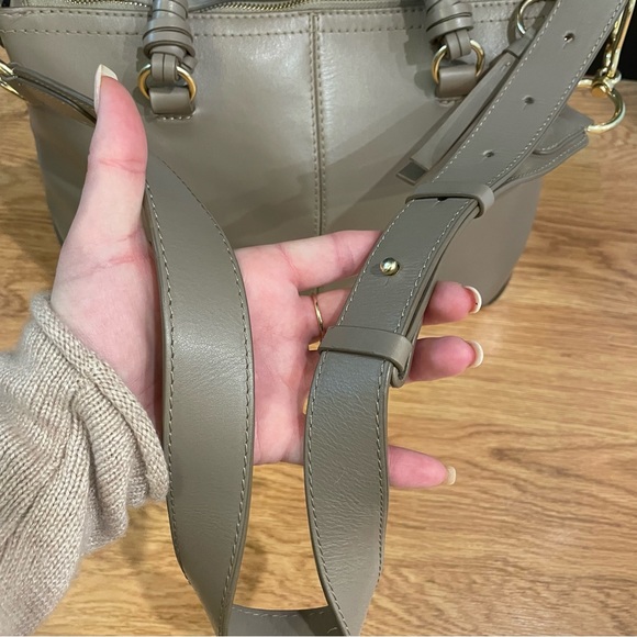 See by Chloe Emy Patchwork Suede Taupe Grey Shoulder Bag w Crossbody Strap - Picture 8 of 16